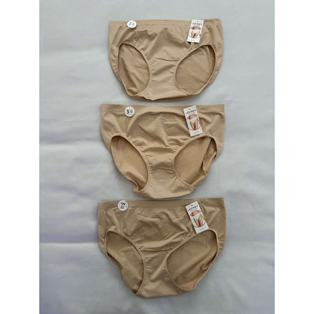 NEW Jockey Smooth and Shine Seamfree Heathered Hi Cut Panty 3 Pair Women's 8 XL